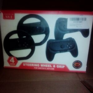 Black Steering Wheel and Grip Set for Switch 2 Joy-Con